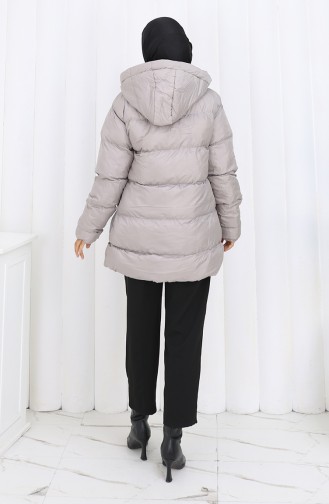 Hooded Zippered Puffer Short Coat 0176-02 Gray 0176-02