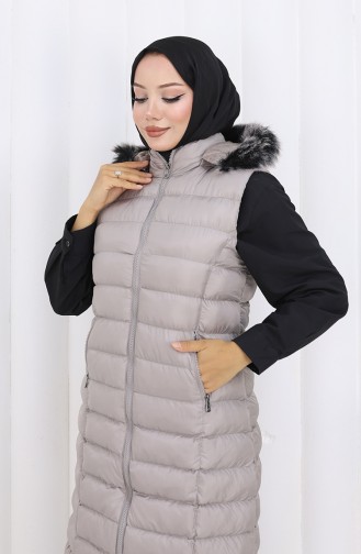 Puffer Weste Mit Kapuze Und Reißverschluss 0177-01 Grau 0177-01