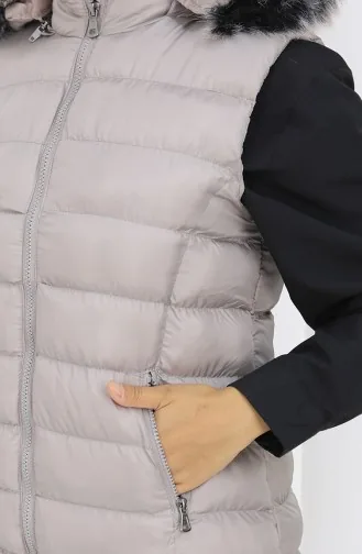 Kapüşonlu Fermuarlı Şişme Yelek 0177-01 Gri
