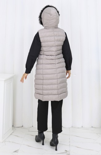 Puffer Weste Mit Kapuze Und Reißverschluss 0177-01 Grau 0177-01