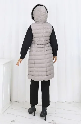 Kapüşonlu Fermuarlı Şişme Yelek 0177-01 Gri