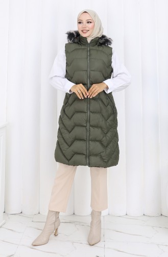 Gewatteerd Vest Met Capuchon En Rits 0180-01 Khaki 0180-01