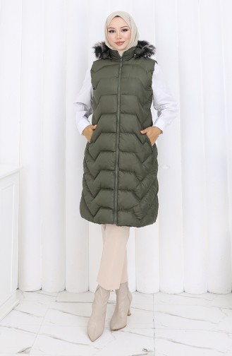 Gewatteerd Vest Met Capuchon En Rits 0180-01 Khaki 0180-01