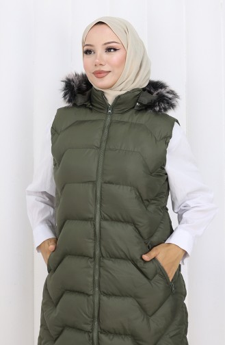 Gewatteerd Vest Met Capuchon En Rits 0180-01 Khaki 0180-01