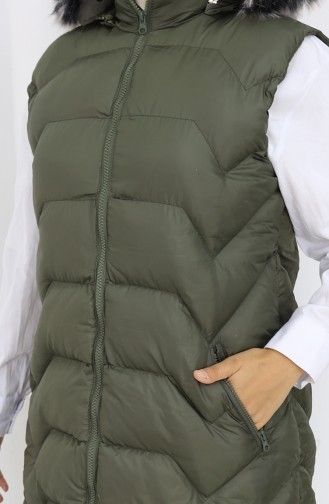 Gewatteerd Vest Met Capuchon En Rits 0180-01 Khaki 0180-01