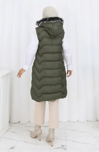 Hooded Zippered Puffer Vest 0180-01 Khaki 0180-01