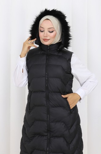 Gewatteerd Vest Met Capuchon En Rits 0180-02 Zwart 0180-02