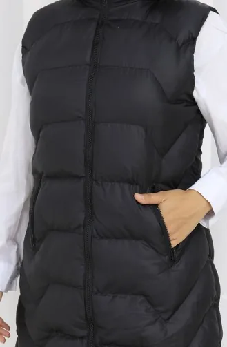 Hooded Zippered Puffer Vest 0180-02 Black 0180-02