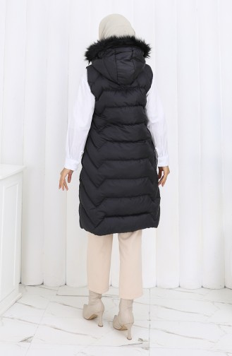Gewatteerd Vest Met Capuchon En Rits 0180-02 Zwart 0180-02