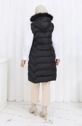 Hooded Zippered Puffer Vest 0180-02 Black 0180-02