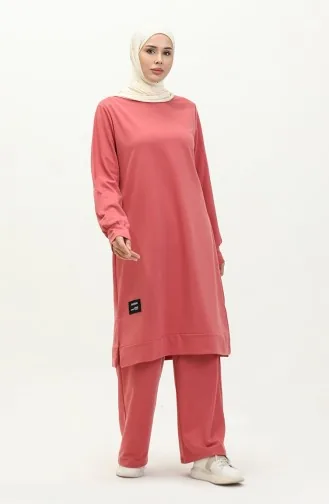 İki İp Tunik Pantolon İkili Takım 0044-19 Açık Gül Kurusu
