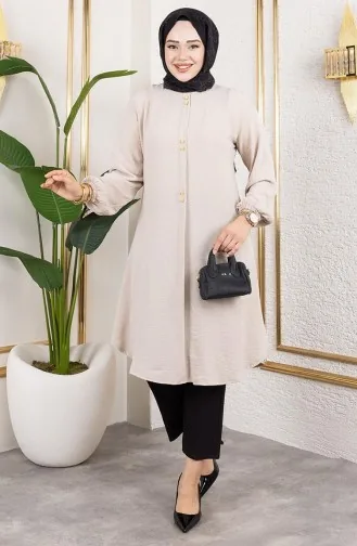 Knoop Gedetailleerde Aerobin Tuniek 0175-15 Beige 0175-15