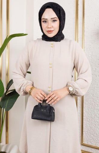 Button Detailed Aerobin Tunic 0175-15 Beige 0175-15