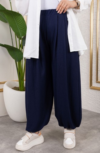 Elastic Waist Shalwar Trousers 0001-07 Navy Blue 0001-07