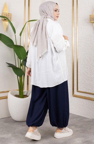 Elastic Waist Shalwar Trousers 0001-07 Navy Blue 0001-07
