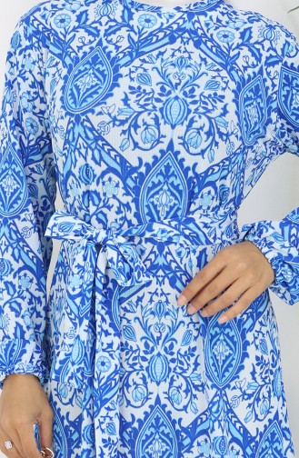 Robe Ceinturée à Motifs 1002-01 Saks 1002-01