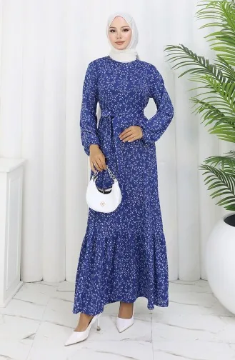 Gestreepte Jurk Met Riem 1002C-01 Indigo 1002C-01