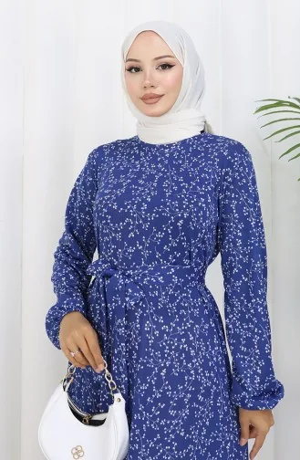 Gestreepte Jurk Met Riem 1002C-01 Indigo 1002C-01