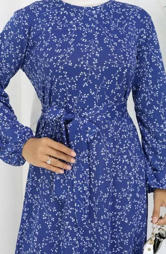 Gestreepte Jurk Met Riem 1002C-01 Indigo 1002C-01