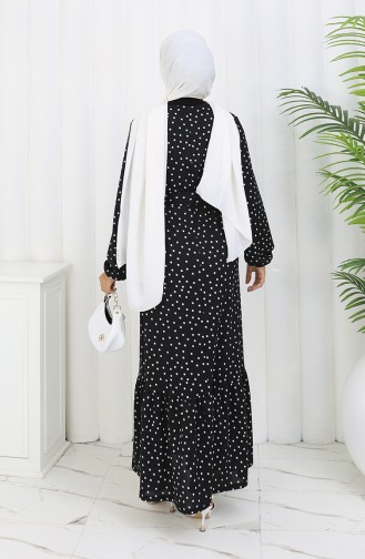 Robe Ceinturée à Pois 1002E-01 Noir 1002E-01