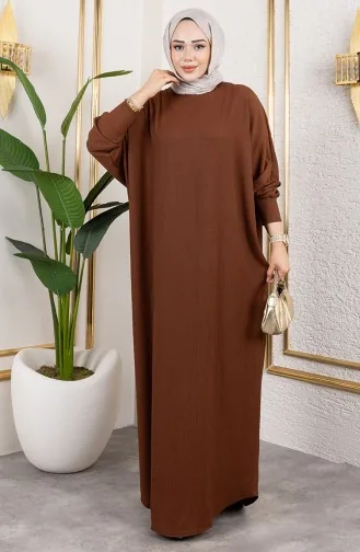 Batwing Sleeve Crepe Dress 2000-03 Brown 2000-03