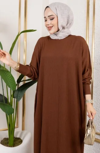 Batwing Sleeve Crepe Dress 2000-03 Brown 2000-03