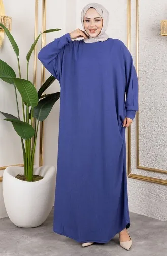 فستان كريب بأكمام خفاش 2000-06 أزرق 2000-06