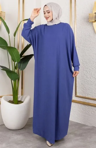 فستان كريب بأكمام خفاش 2000-06 أزرق 2000-06