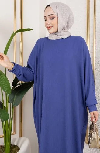 فستان كريب بأكمام خفاش 2000-06 أزرق 2000-06