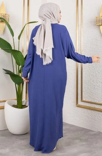 فستان كريب بأكمام خفاش 2000-06 أزرق 2000-06