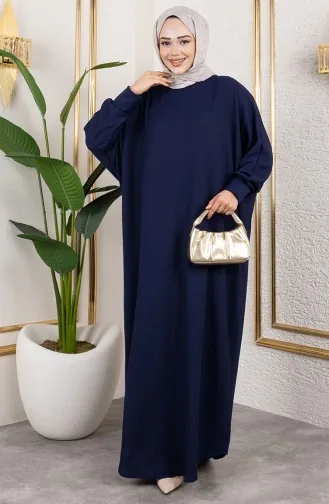 فستان كريب بأكمام خفاش 2000-08 أزرق داكن 2000-08