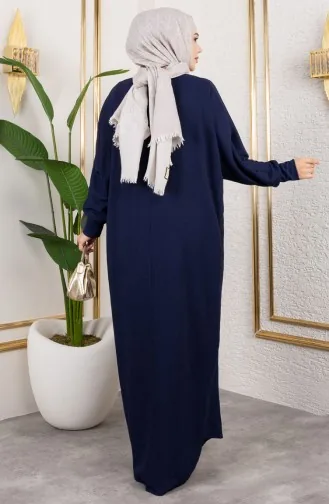 فستان كريب بأكمام خفاش 2000-08 أزرق داكن 2000-08