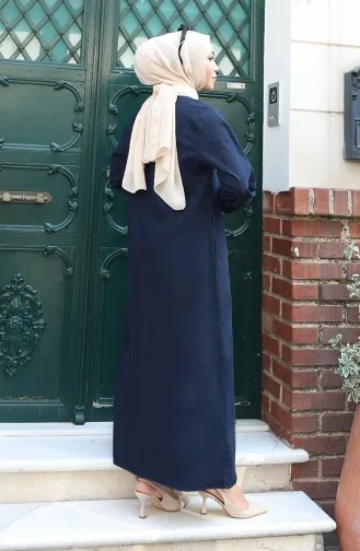 Robe En Jean Boutonnée 0145-01 Bleu Marine Foncé 0145-01