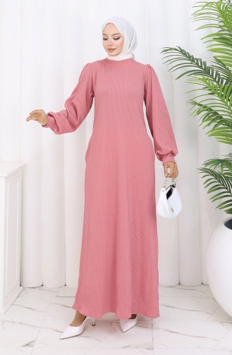 Robe Plissée 0159-01 Rose Poudré 0159-01