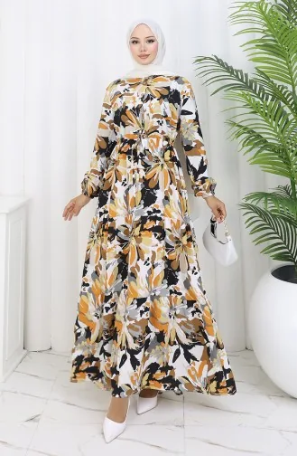 Modal Fabric Half Button Dress 0164-05 Mink Black 0164-05