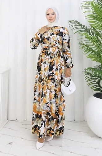 Modal Fabric Half Button Dress 0164-05 Mink Black 0164-05