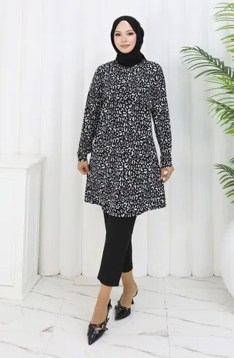 Gestreepte Tuniek 1001A-01 Zwart 1001A-01