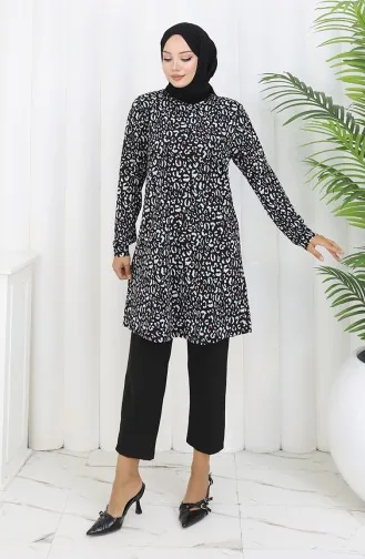 Gestreepte Tuniek 1001A-01 Zwart 1001A-01