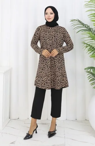 تونيك منقوش 1001A-02 لون القهوة بالحليب 1001A-02