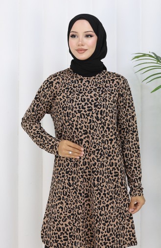 Patterned Tunic 1001A-02 Milk Coffee 1001A-02