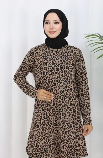 تونيك منقوش 1001A-02 لون القهوة بالحليب 1001A-02