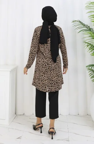 تونيك منقوش 1001A-02 لون القهوة بالحليب 1001A-02