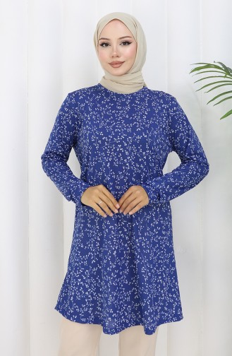 Patterned Tunic 1001B-01 Navy Blue 1001B-01