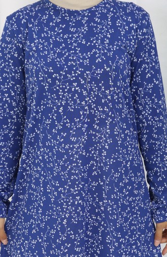 Patterned Tunic 1001B-01 Navy Blue 1001B-01