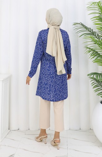 Patterned Tunic 1001B-01 Navy Blue 1001B-01