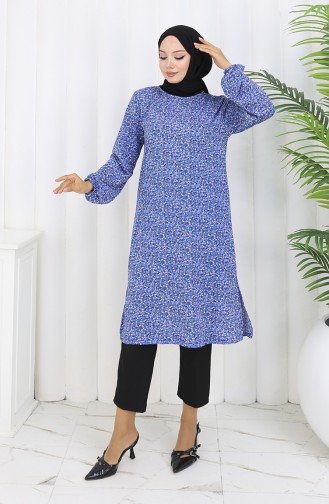 Patterned Tunic 1003-01 Indigo 1003-01