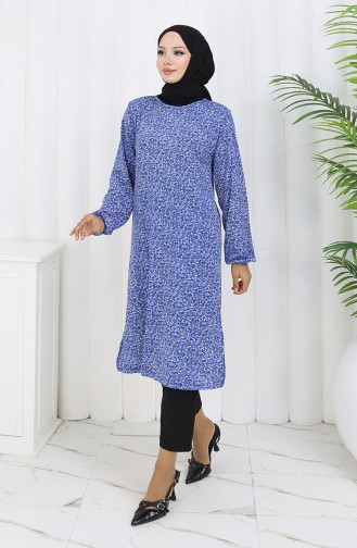Patterned Tunic 1003-01 Indigo 1003-01