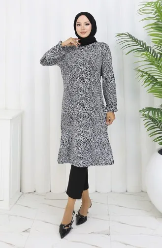 Gemusterte Tunika 1003A-01 Schwarz 1003A-01
