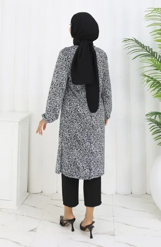 Gemusterte Tunika 1003A-01 Schwarz 1003A-01