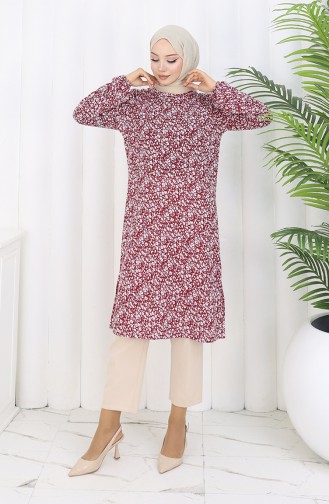 Patterned Tunic 1003B-01 Claret Red 1003B-01